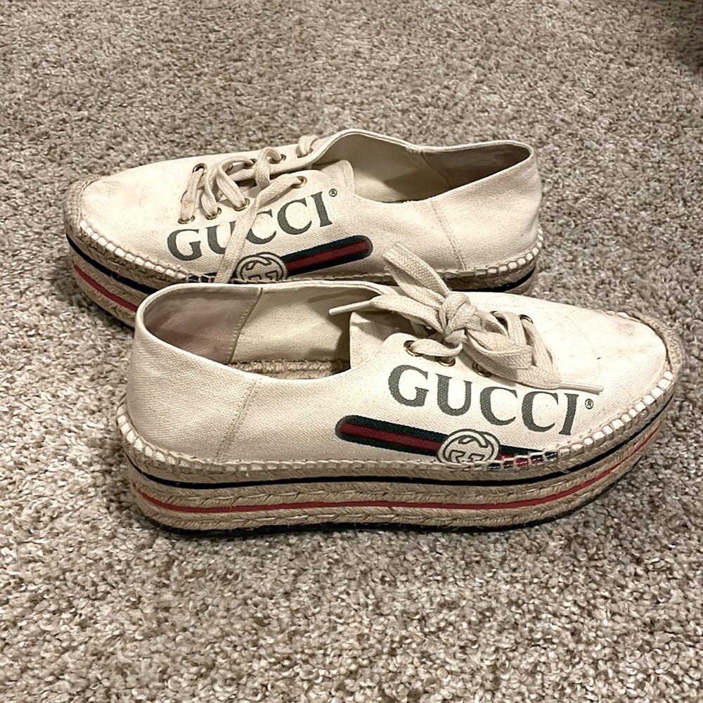 GUCCI espadrille platforms sz 38